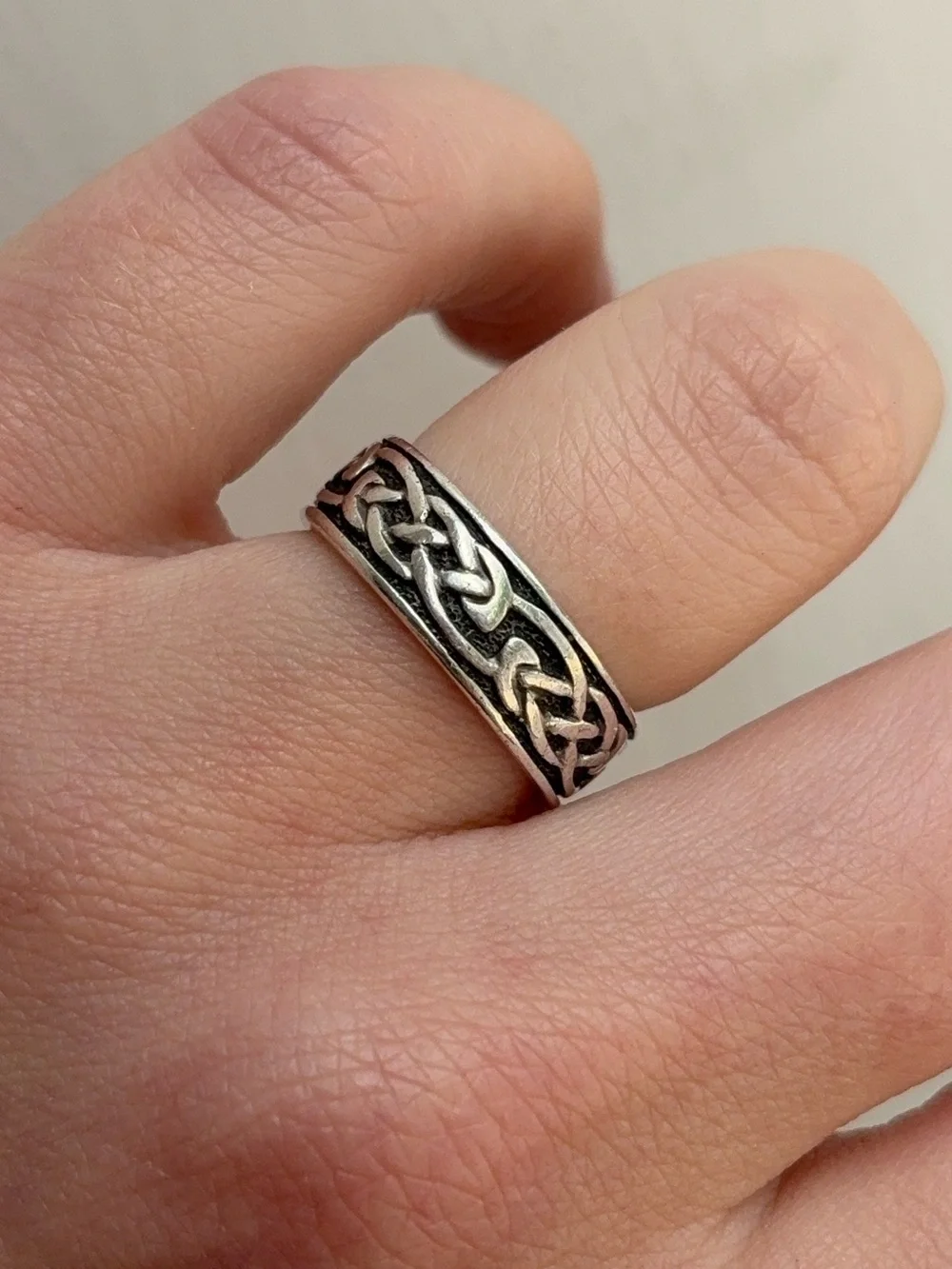 Sterling Silver Celtic Knot Wide Band Vintage Ring